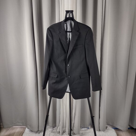 Tommy Hilfiger Black Wool Blend Double Vent Blazer Sport Coat Jacket Men Sz 42L - Picture 2 of 13